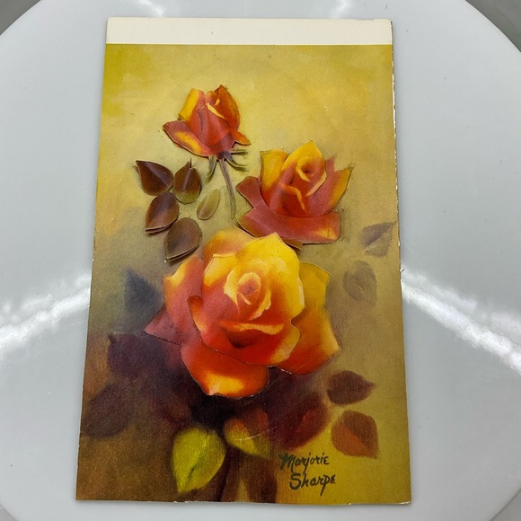 Vintage MCM Marjorie Sharp Victorian Floral Hand-cut 3D Decoupage Appliqués Folk - Picture 5 of 8